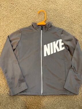 Nike Kids Gray Full-Zip Athletic Jacket with White Logo